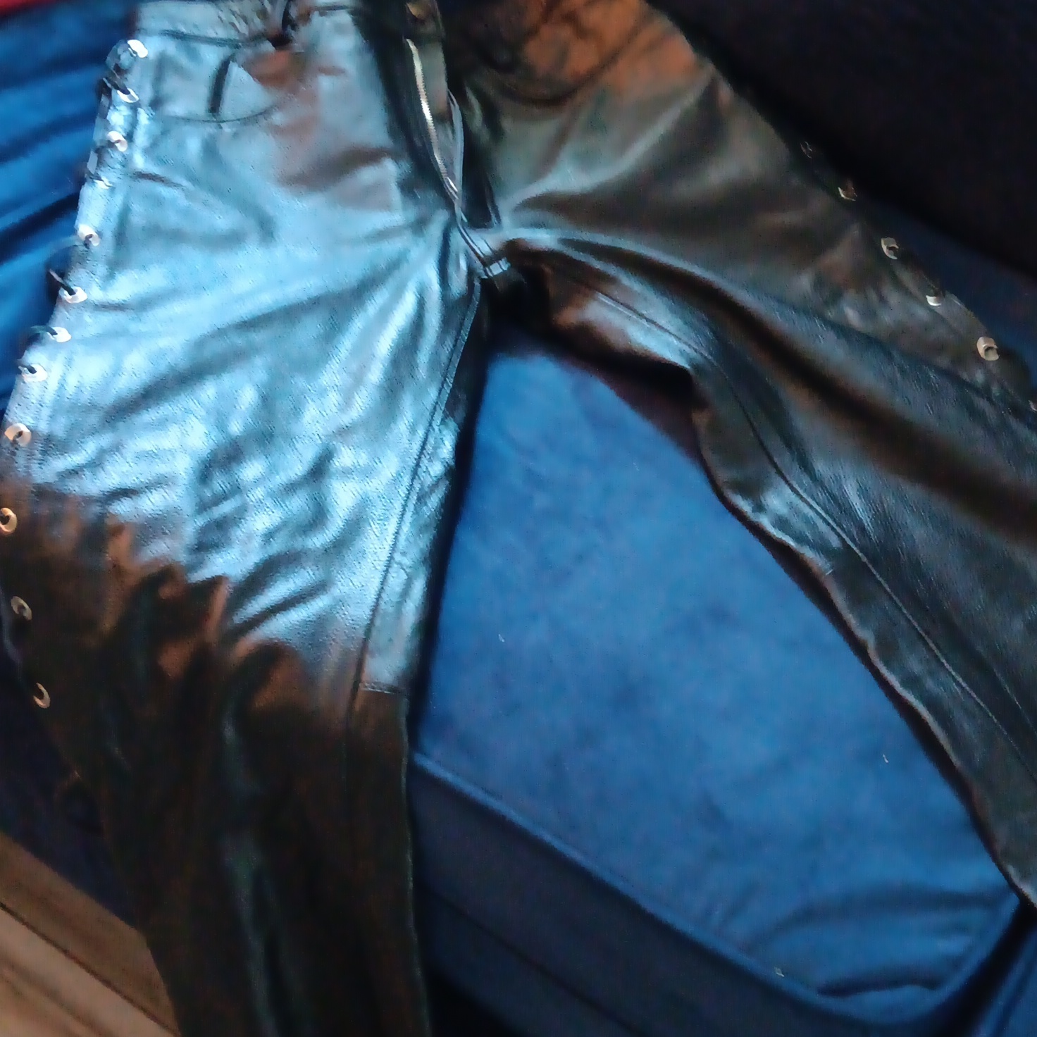 Leather Pants With Draw String Sides